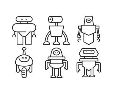 çizgi robot simgeleri çizgi çizimi