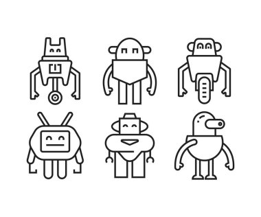 çizgi robot simgeleri çizgi çizimi