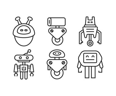 çizgi robot simgeleri çizgi çizimi