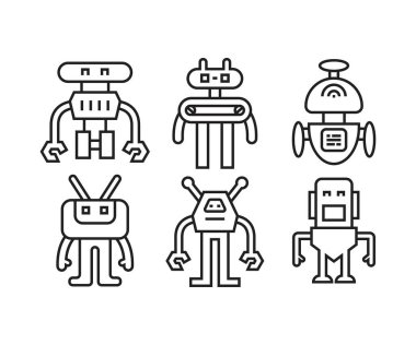çizgi robot simgeleri çizgi çizimi