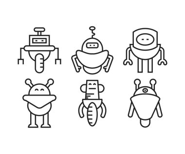 çizgi robot simgeleri çizgi çizimi
