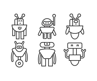 çizgi robot simgeleri çizgi çizimi