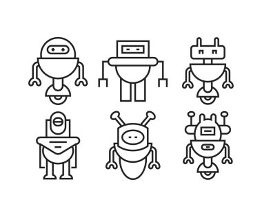 çizgi robot simgeleri çizgi çizimi