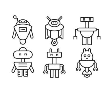 çizgi robot simgeleri çizgi çizimi