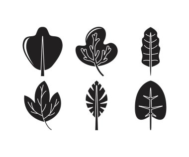 tropikal yaprak simgeleri çizgi çizimi