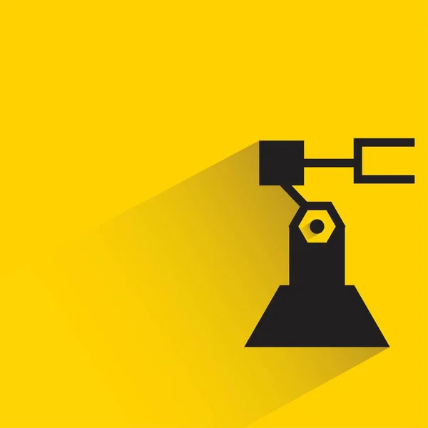 Βιομηχανικό Ρομποτικό Βραχίονα Σκιά Κίτρινο Φόντο — Διανυσματικό Αρχείο