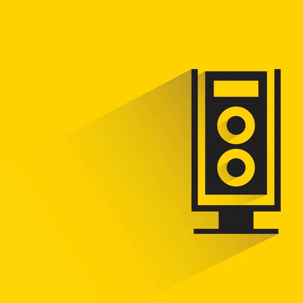 Loudspeaker Shadow Yellow Background — Stock Vector