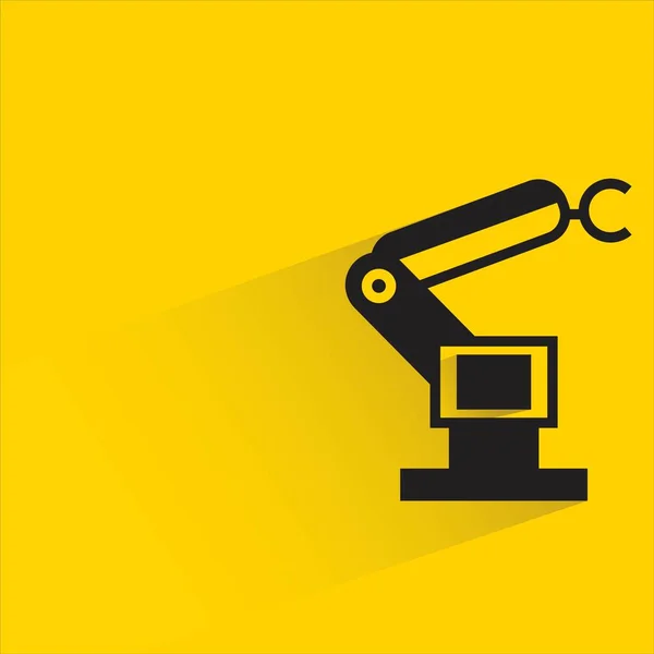 Industrial Robotic Arm Shadow Yellow Background — Stock Vector