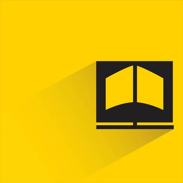 Boek Met Schaduw Gele Achtergrond — Stockvector