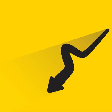 Sarı arkaplanda gölgesi olan karalama oku
