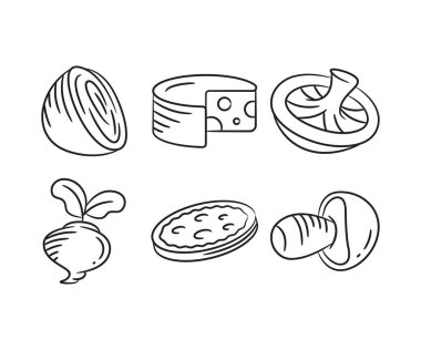 yemek ve tatlı çizimi el çizimi