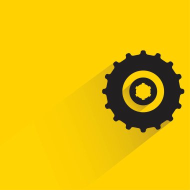 sarı arkaplanda gölgesi olan dişliler