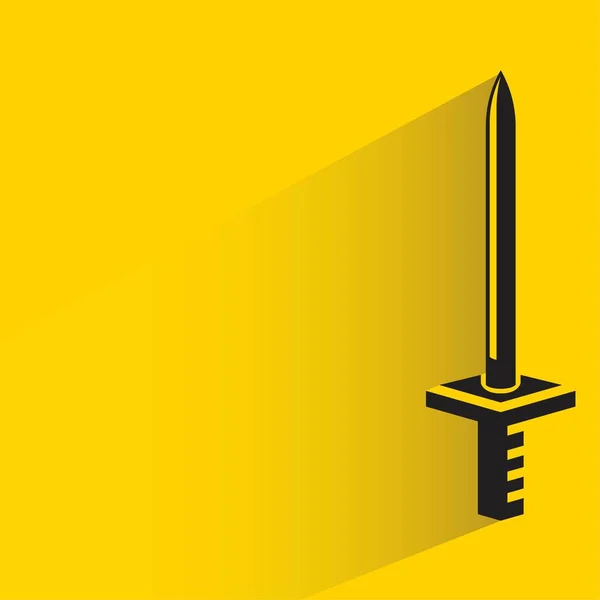 Épée Avec Ombre Sur Fond Jaune — Image vectorielle