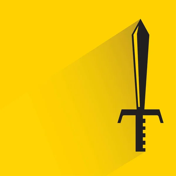 Schwert Mit Schatten Auf Gelbem Hintergrund — Stockvektor