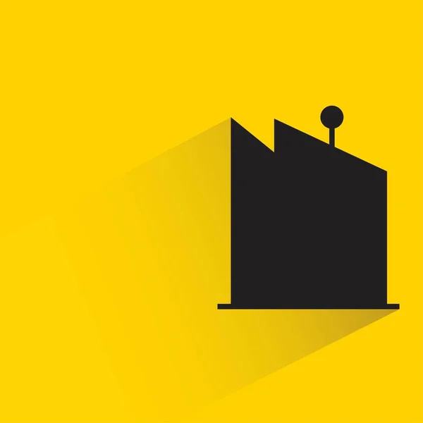 Silhouette Bürogebäude Symbol Mit Schatten Auf Gelbem Hintergrund — Stockvektor