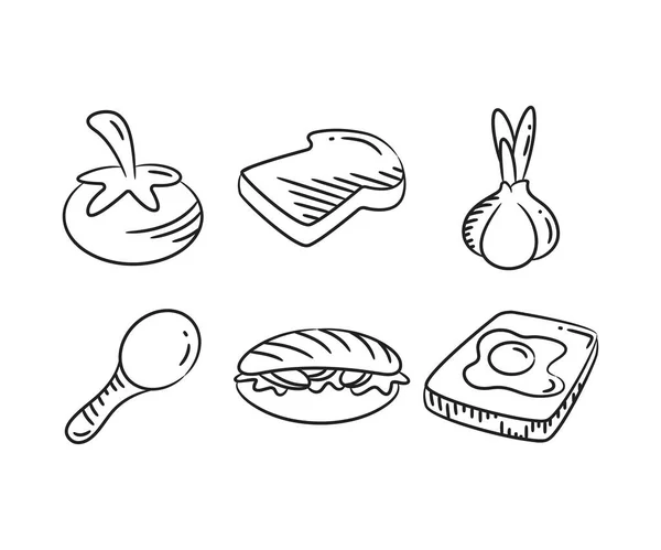 Croquis Nourriture Dessert Illustration Dessinée Main — Image vectorielle