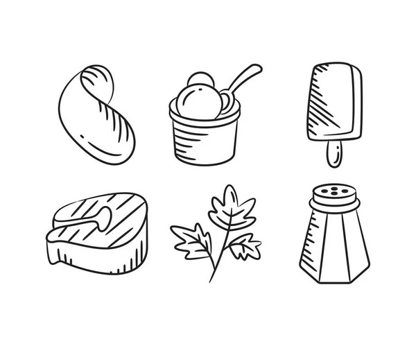 food and dessert sketch hand drawn illustration