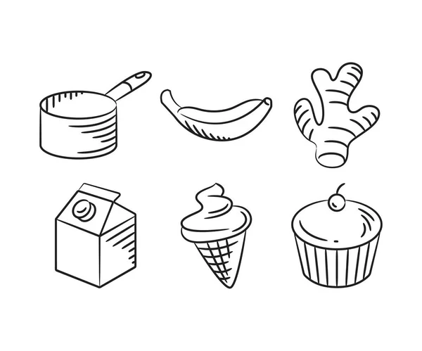 Schizzo Cibo Dessert Illustrazione Disegnata Mano — Vettoriale Stock