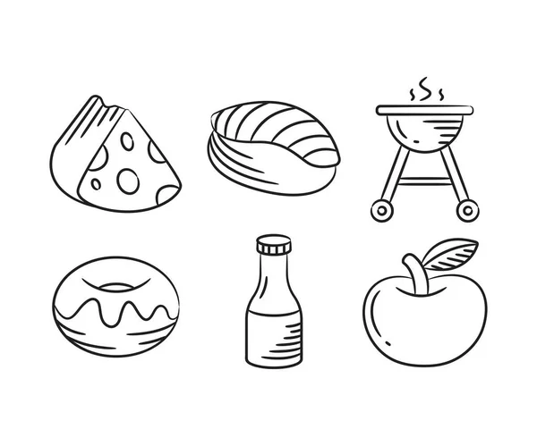 食物及甜点草图手绘图解 — 图库矢量图片