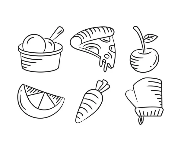 Élelmiszer Desszert Vázlat Kézzel Rajzolt Illusztráció — Stock Vector