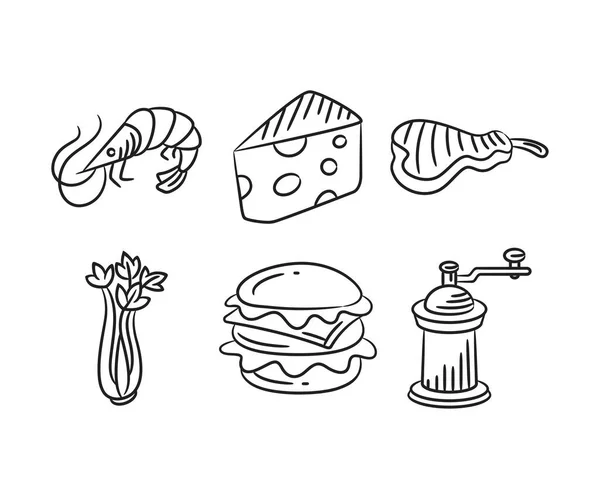 Croquis Nourriture Dessert Illustration Dessinée Main — Image vectorielle