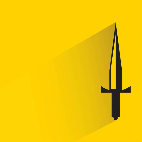 Épée Chevalier Avec Ombre Sur Fond Jaune — Image vectorielle