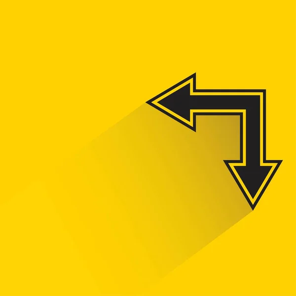 Křižovatka Šipka Stínem Žlutém Pozadí — Stockový vektor