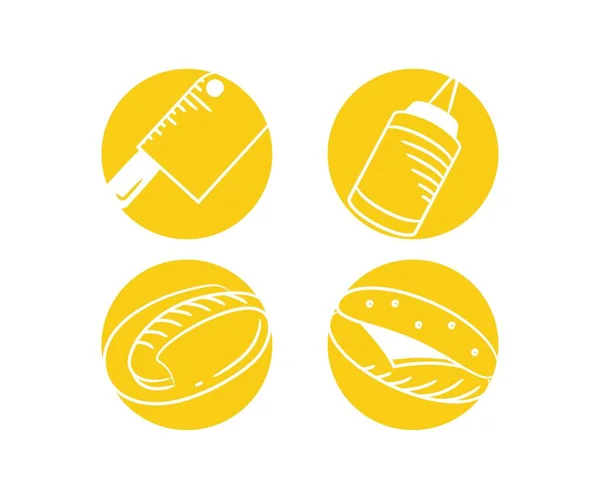 Yemek Mutfak Eşyaları Çizimi Sarı Düğmeli — Stok Vektör