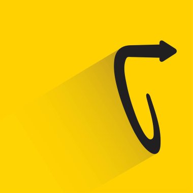 Sarı arkaplanda gölgesi olan karalama oku