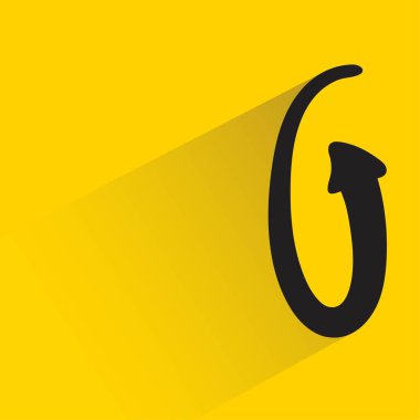 Sarı arkaplanda gölgesi olan karalama oku