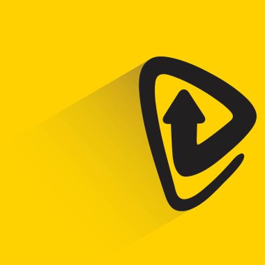 Sarı arkaplanda gölgesi olan karalama oku