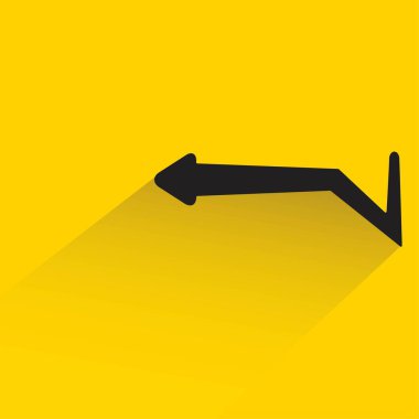 arrow with shadow on yellow background