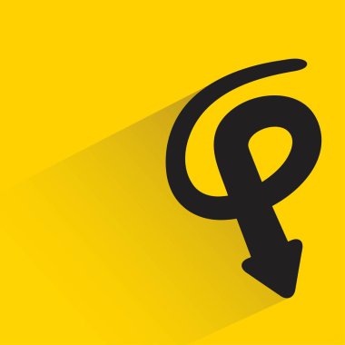 Sarı arkaplanda gölgesi olan karalama oku