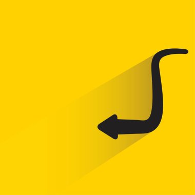 Sarı arkaplanda gölgesi olan karalama oku