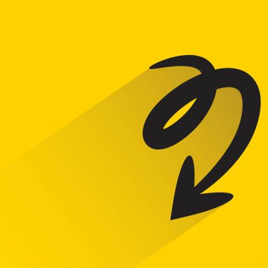 Sarı arkaplanda gölgesi olan karalama oku