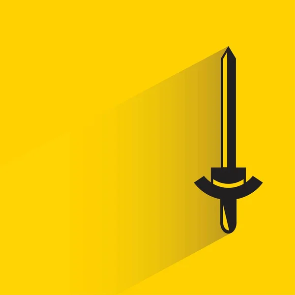 黄色い背景に影のある剣 — ストックベクタ