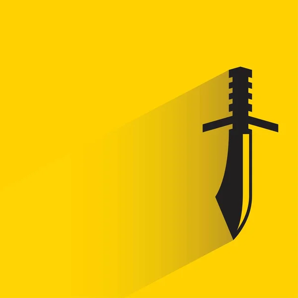 Épée Avec Ombre Sur Fond Jaune — Image vectorielle