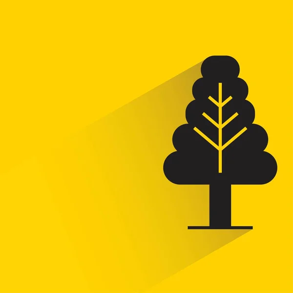 stock vector tree with shadow on yellow background