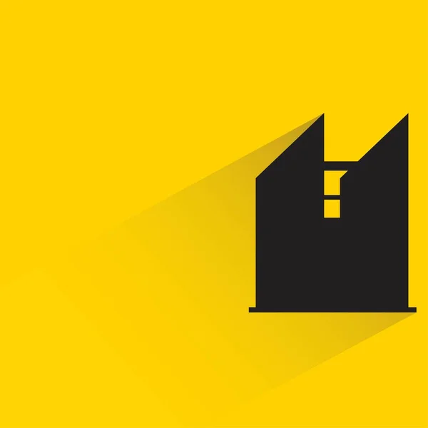 Ikona Budynku Sylwetki Miasta Cieniem Żółtym Tle — Wektor stockowy