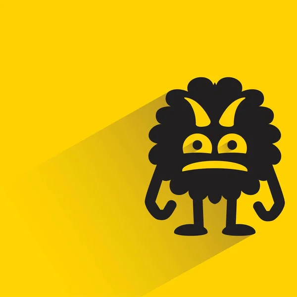 Schattig Monster Met Schaduw Gele Achtergrond — Stockvector