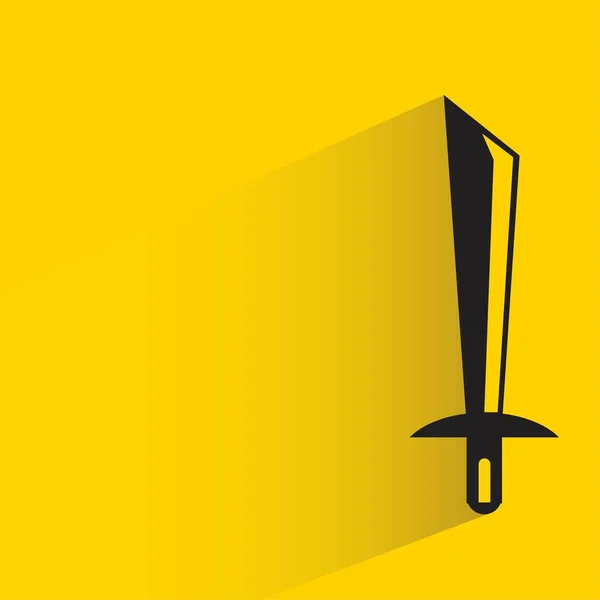Schwert Mit Schatten Auf Gelbem Hintergrund — Stockvektor