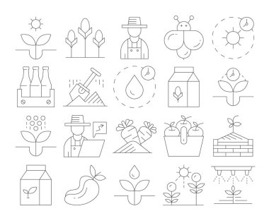 Tarım ve tarım Icons set