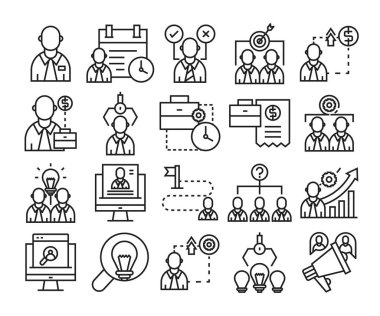 iş yönetimi ve insan kaynakları Icons set