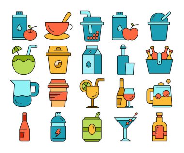 içecek ve içecek simgeleri ayarlandı