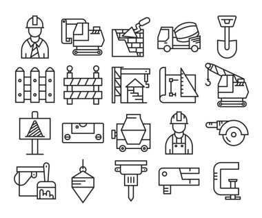 mühendislik ve inşaat simgeleri ayarlandı