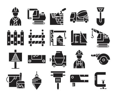 inşaat mühendisliği ve inşaat simgeleri ayarlandı