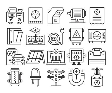 elektrik ve enerji simgeleri ayarlandı