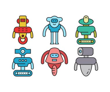 insansı robot karakter simgeleri ayarlandı