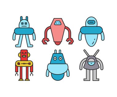 insansı robot karakter simgeleri ayarlandı