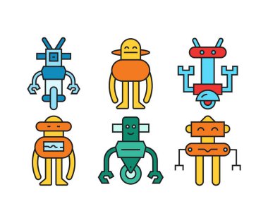 insansı robot karakter simgeleri ayarlandı
